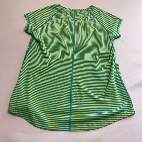 Title Nine Womens Short Sleeve Vibe Tee T-Shirt Size Small Teal Yellow Striped - Picture 7 of 7